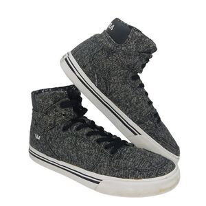 Supra Boys Pre-owned Hi Top Gray/Black Tweed Sneakers - sz. 5